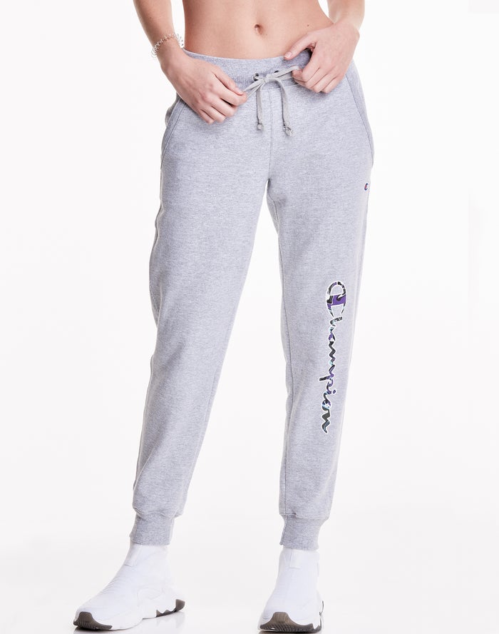 Champion Womens Joggers NZ - Powerblend Fleece Liquid Filled script Logo Grey ( 9452-DPACX )